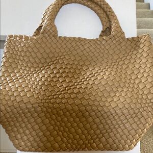 Elegant Tan Woven Tote Bag